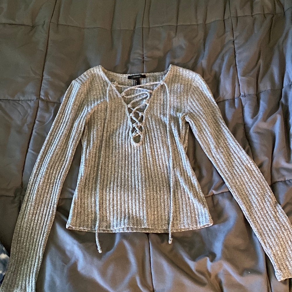 Forever 21 Long Sleeve Tight lace up shirt, Small